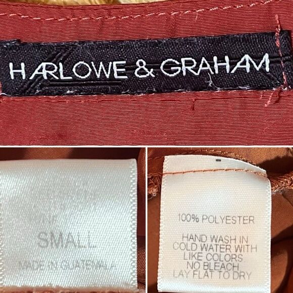 Harlowe & Graham Half Sleeve Pleat Blouse Pumpkins Orange S - Picture 9 of 9